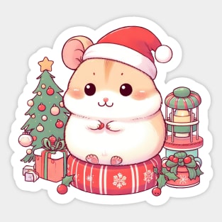 Cute Christmas Hamster Sticker